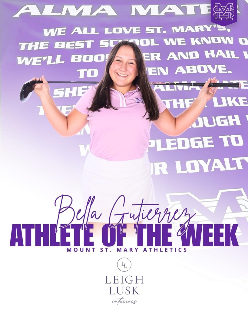 student athlete holding golf club with blurred image behind her