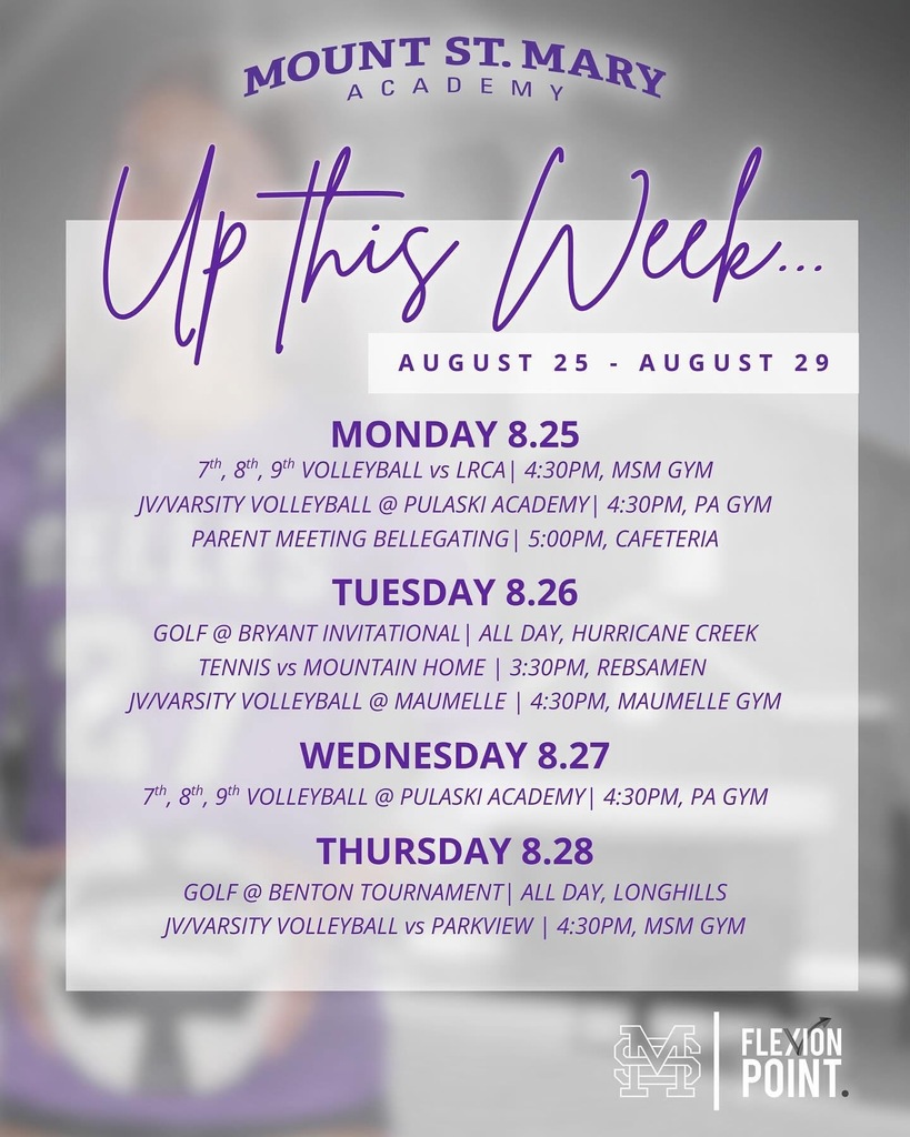 purple text announcing game times and locations on top of blurred background image