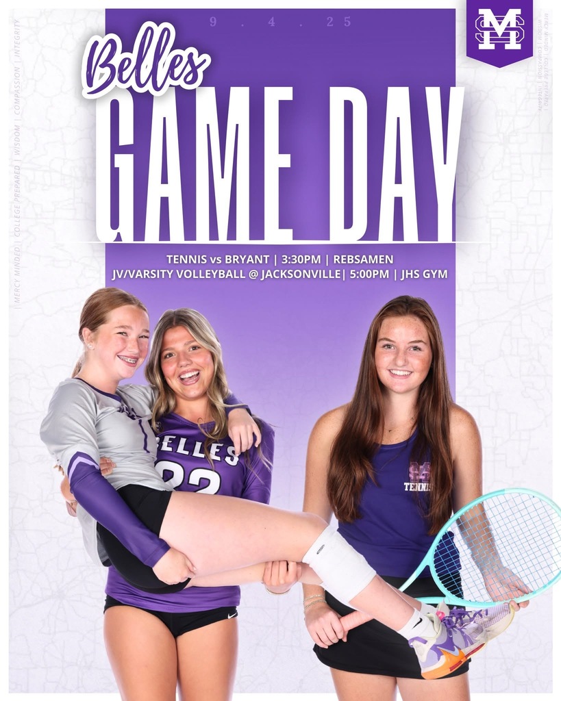 ​image of three female student-athletes in uniform on top of purple and white background