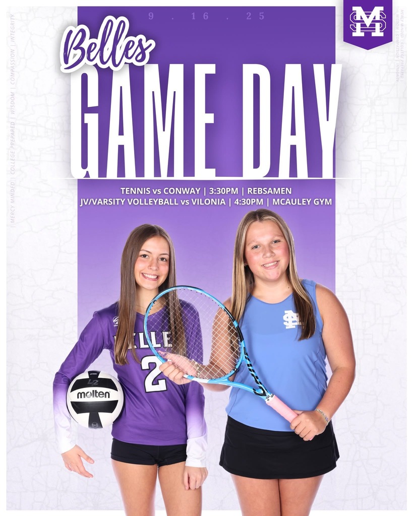 image of two female student-athletes in uniform on top of purple and white background