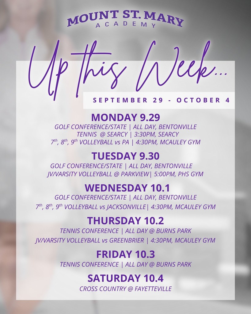 Weekly Schedule of Athletic Events