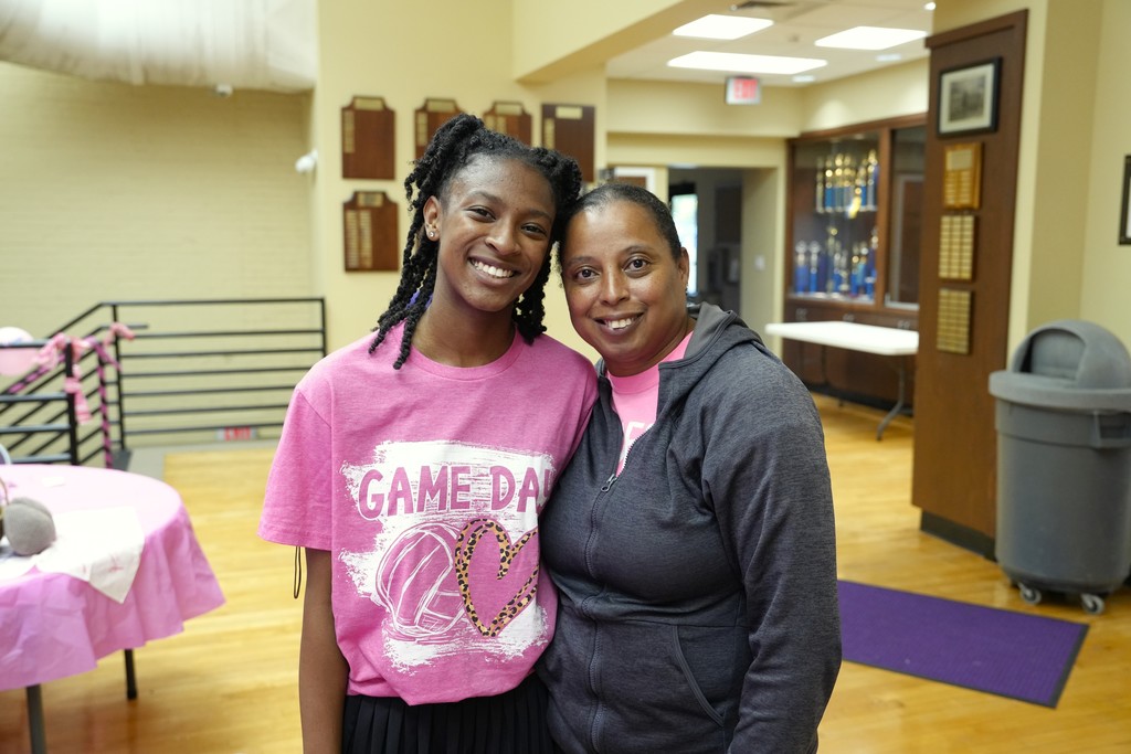 Pink out volleyball game and fans