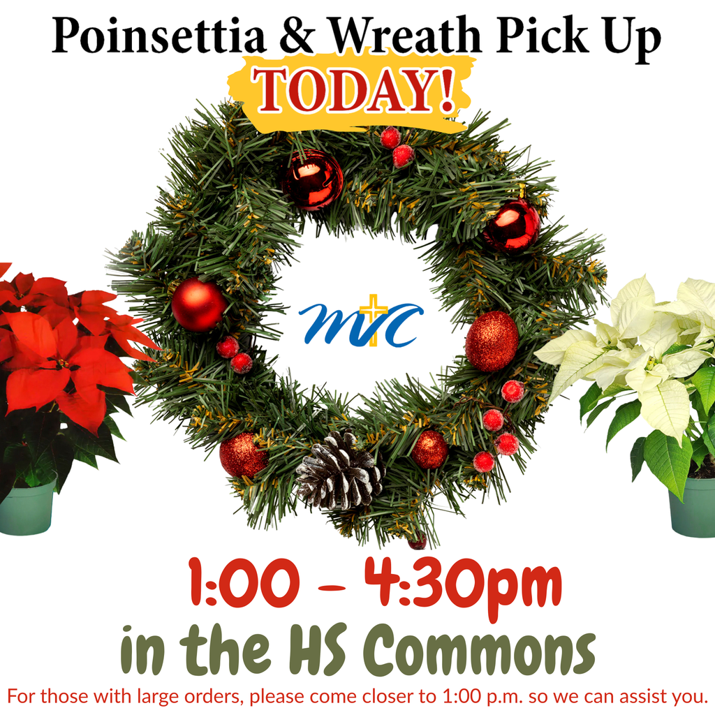wreath and poinsettia