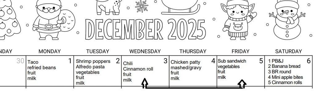 December Menu Changes