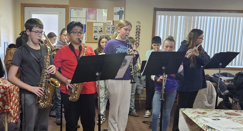 Mt. Vernon 6th Grade Band students perform at the Senior Center in Mt. Vernon.