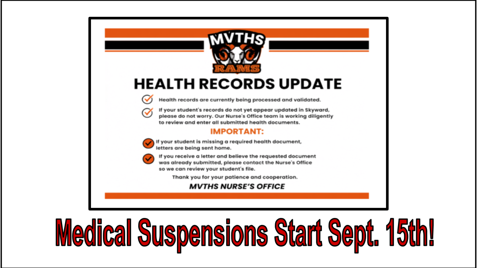 Medical Suspensions start tomorrow