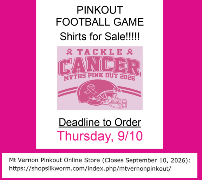 Pinkout shirt deadline is 9-10-26