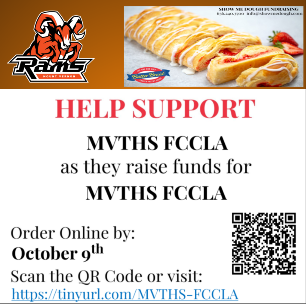 MVTHS FCCLA fundraiser deadline Oct 9th