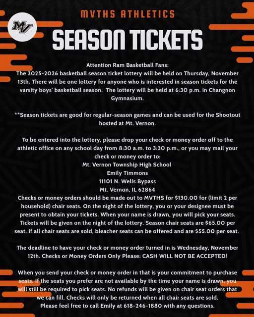 25-26 Basketball Season Tickets Lottery Thursday