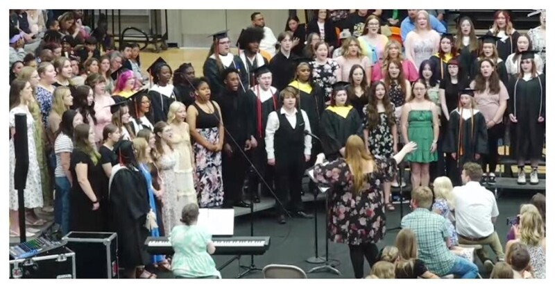 MVTHS Choir performing "Remember Me" for the crowd.
