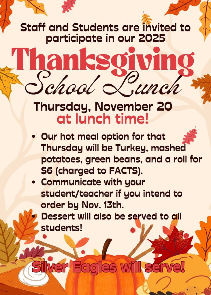 Thanksgiving school lunch flyer