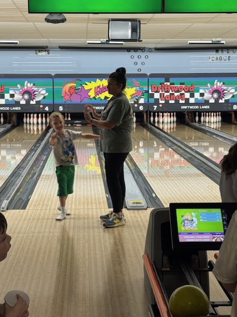 students at the bowling alley