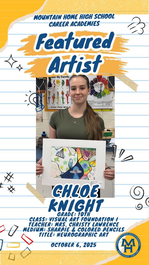 featured artist 10th grade girl holding sharpie art work