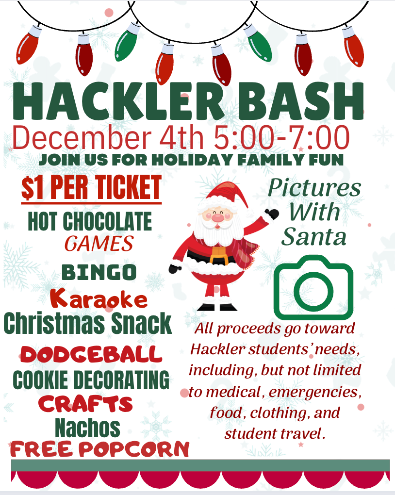 Hackler Holiday Bash from 5-7 on Thusrday, December 4. 