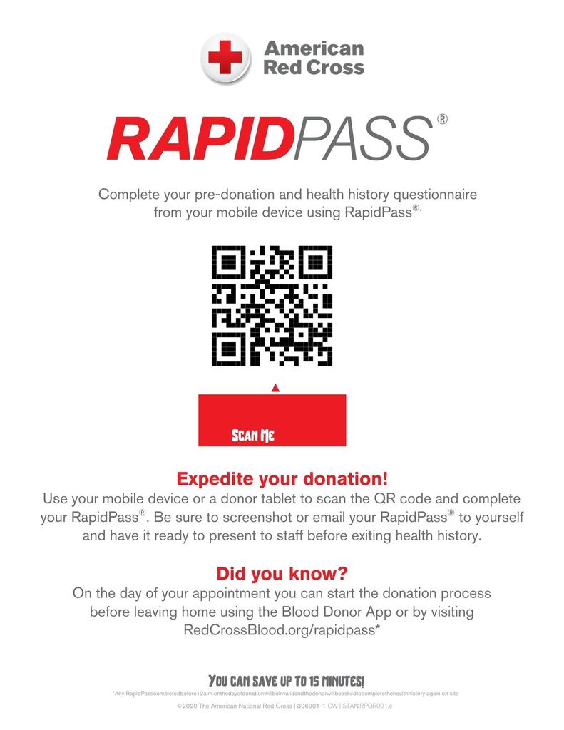Rapid pass with QR code to sign up