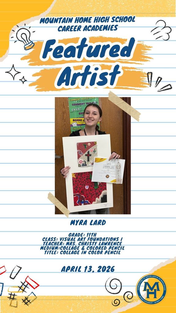 Featured Artist, Myra Lard photographed with some of her art
