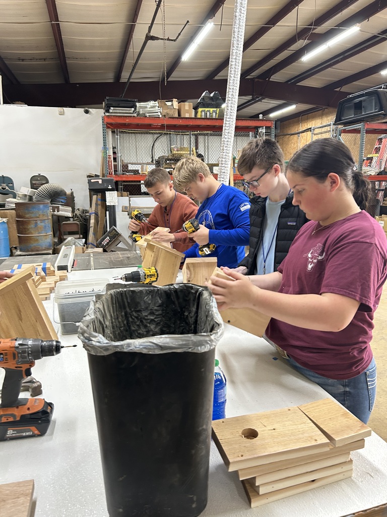 Students working on construction activities 