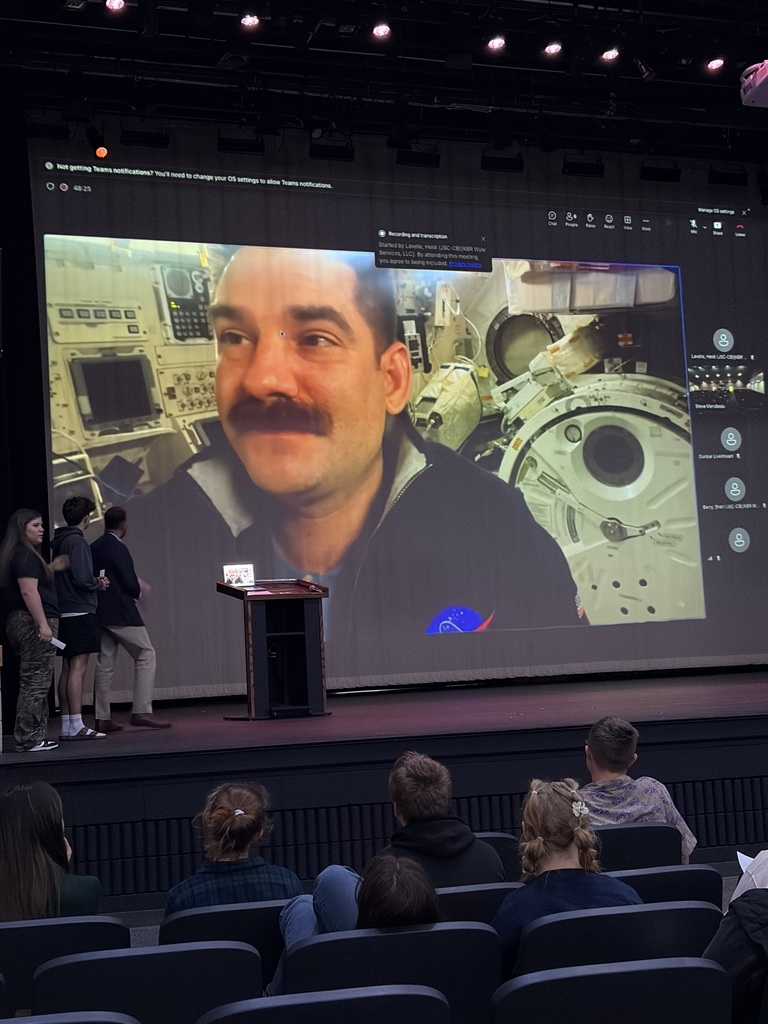 NASA Astronaut Jack Hathaway  and students in dunbar during a Video Call- Q & A