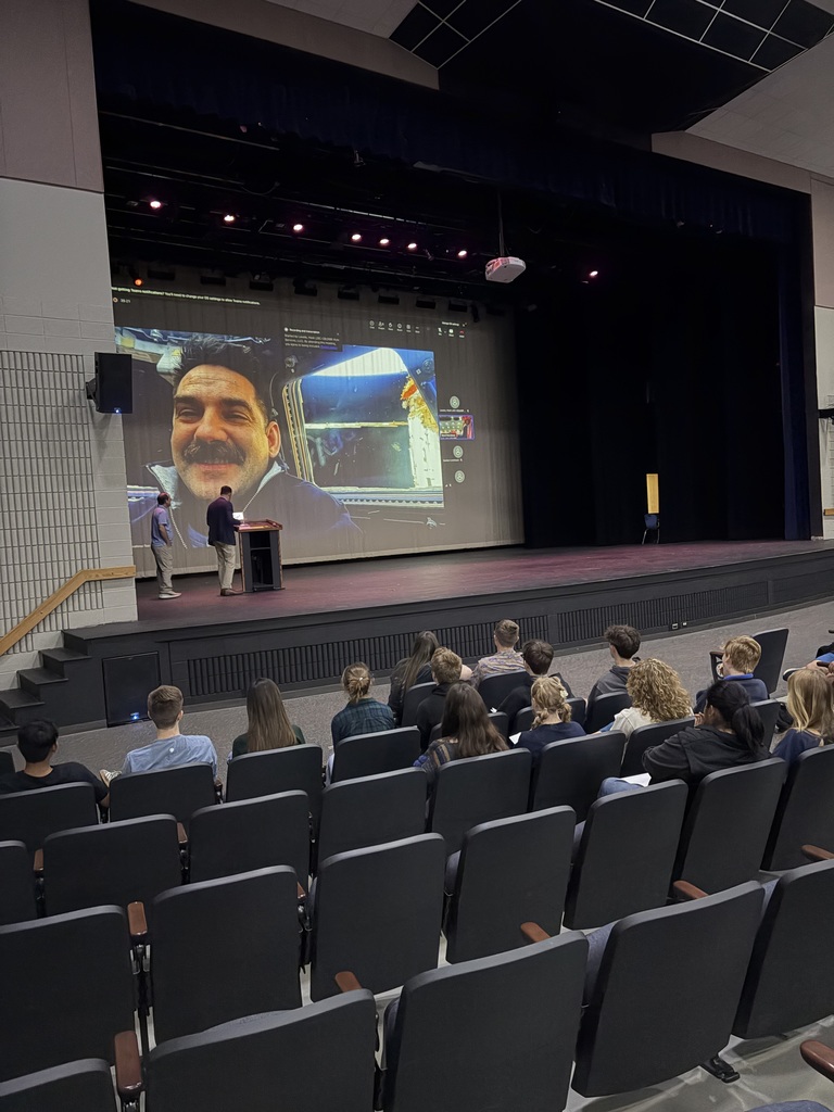 NASA Astronaut Jack Hathaway  and students in dunbar during a Video Call