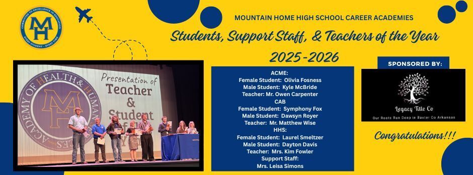 Students, Support Staff, & Teachers of the Year 2025 - 2026 Sponsored by Legacy Title Co.
