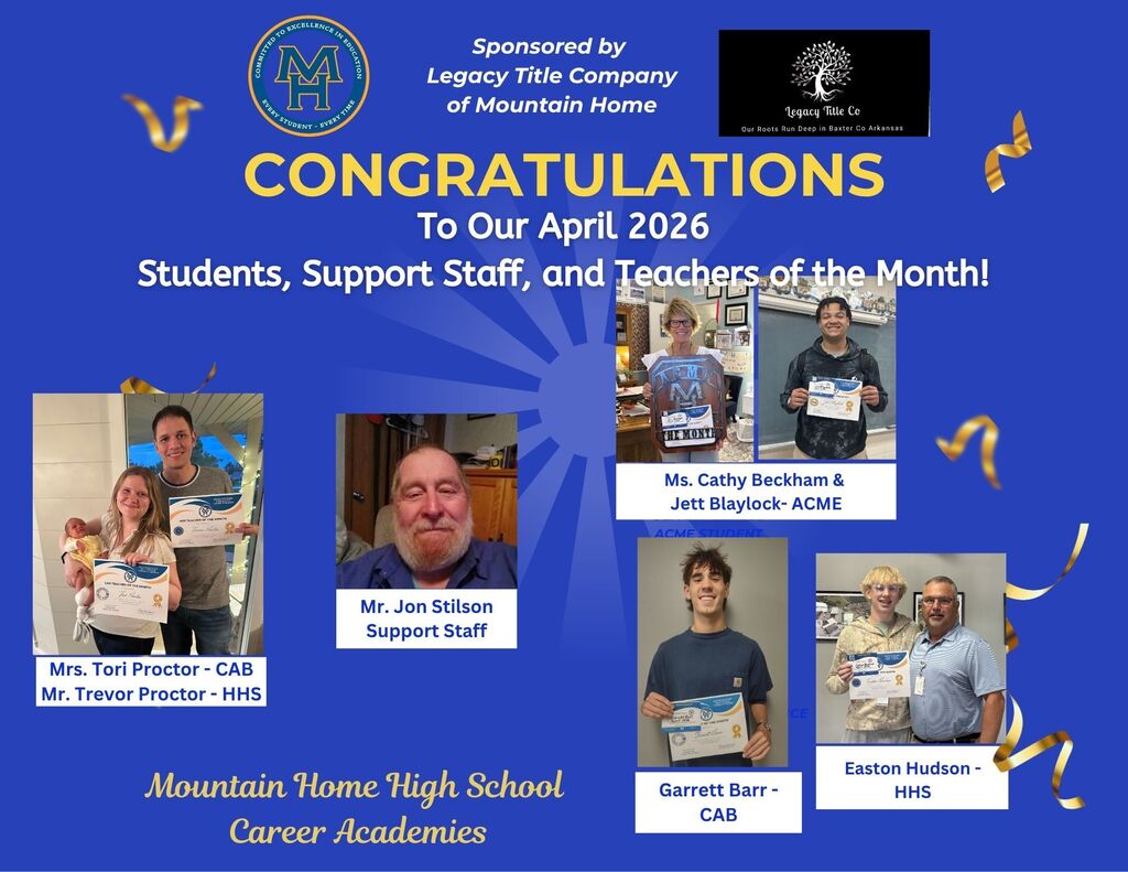 April Students, Support Staff, and Teachers of the Month Sponsored by Legacy Title Company