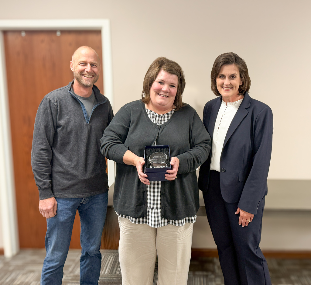 2026 MHPS Teacher of the Year , Kristin Seawright with Board President Mr. Schmeski & MHPS Superintendent, Allyson Dewey