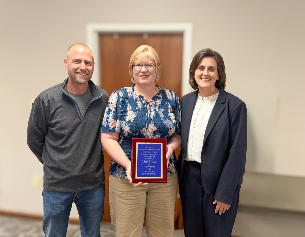 30 Years of Service Recognition , Leah Cotter with Board President Mr. Schmeski & MHPS Superintendent, Allyson Dewey