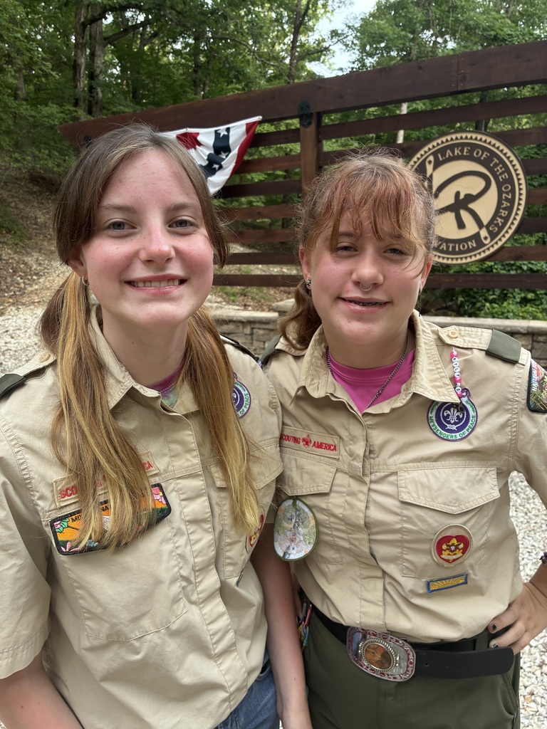 students Ali and Ami at BSA Scouts Camp 