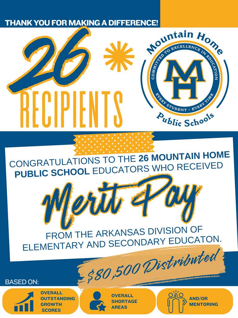 congrats to the 26 MHPS educators who received Merit Pay  from Arkansas DESE. $80,500 was distributed
