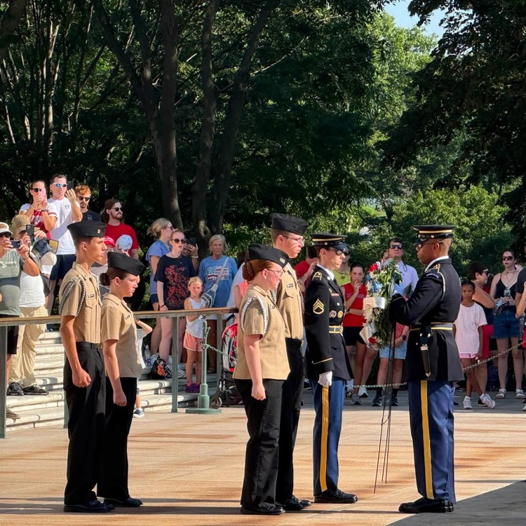 MHHS NJROTC cadets laying a wreath at the Tomb of the Unknown Soldier in Washington DC