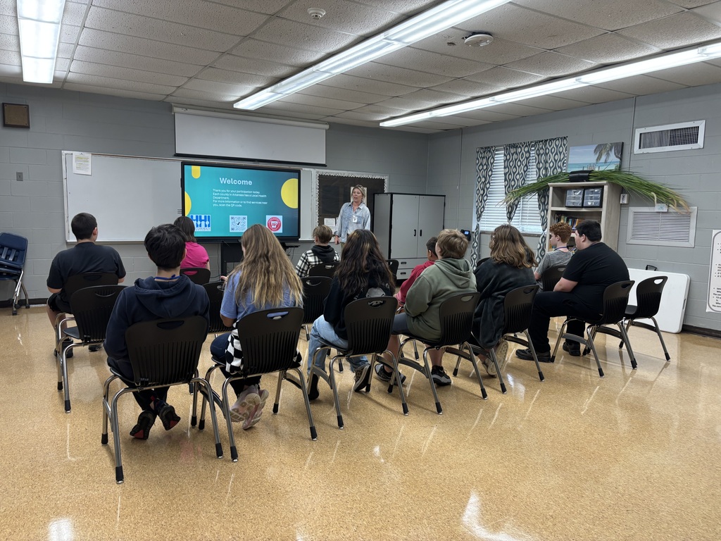 NAESC Co-Op Community Health Promotion Specialist Maicie Kever presents to Guy Berry Students about the dangers of energy drinks