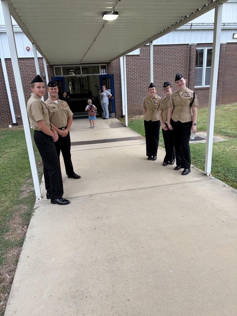 NJROTC Cadets greeting our NWH students at car line this morning. 