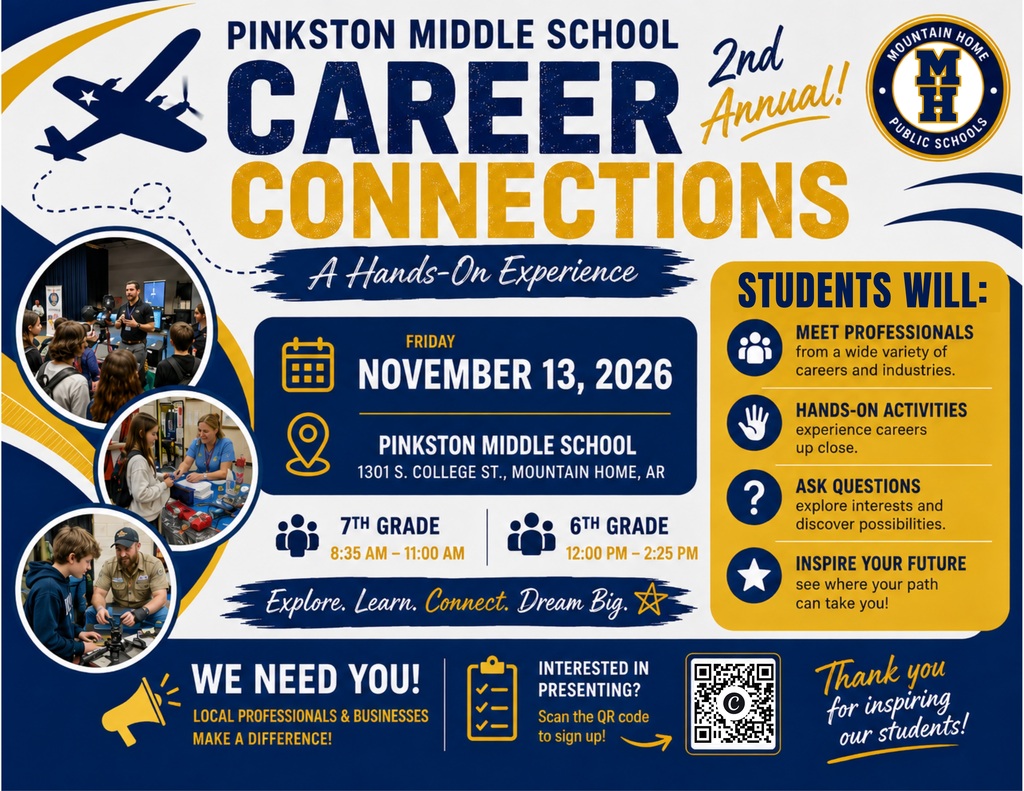 Pinkston is gearing up for our second annual Career Connections event! If you or a local business/tradesperson are interested in *inspiring the future* by presenting your career/trade and engaging students in a hands-on activity during this event, please see the details below and register to present
