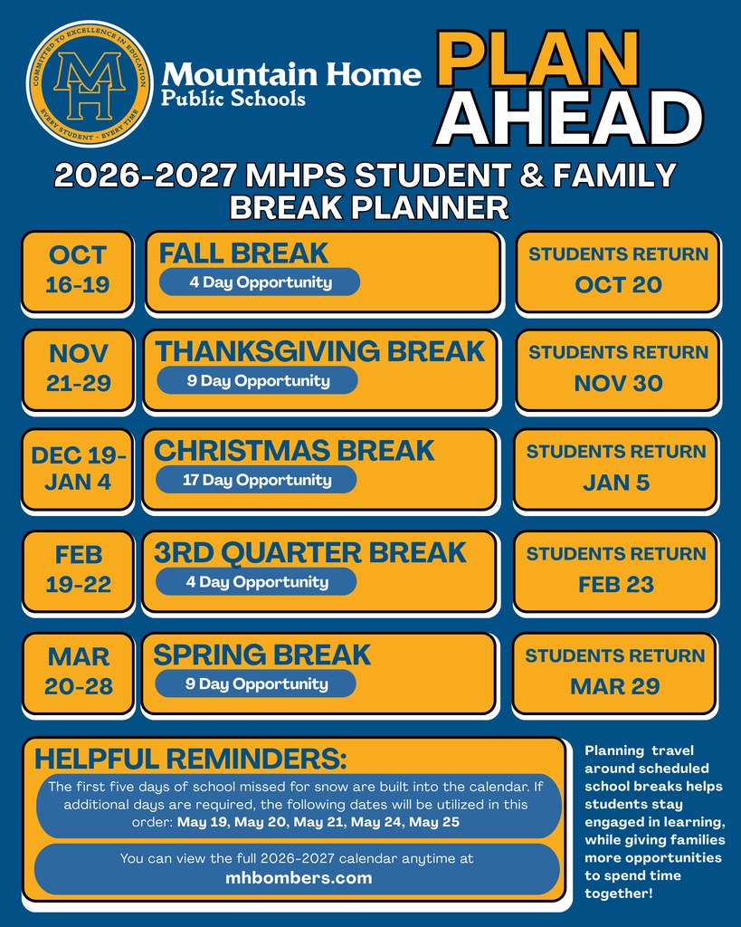 MHPS Break Planner 2026-2027 School Year