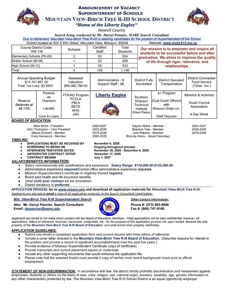 Superintendency Vacancy