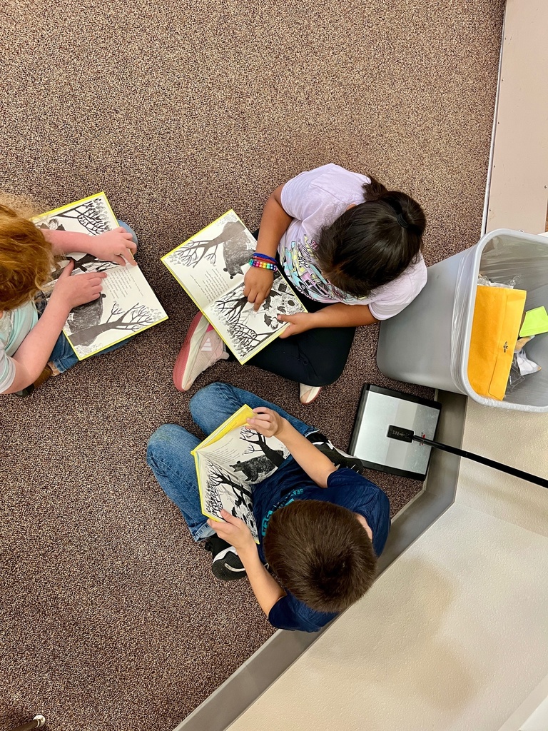 Students reading together.