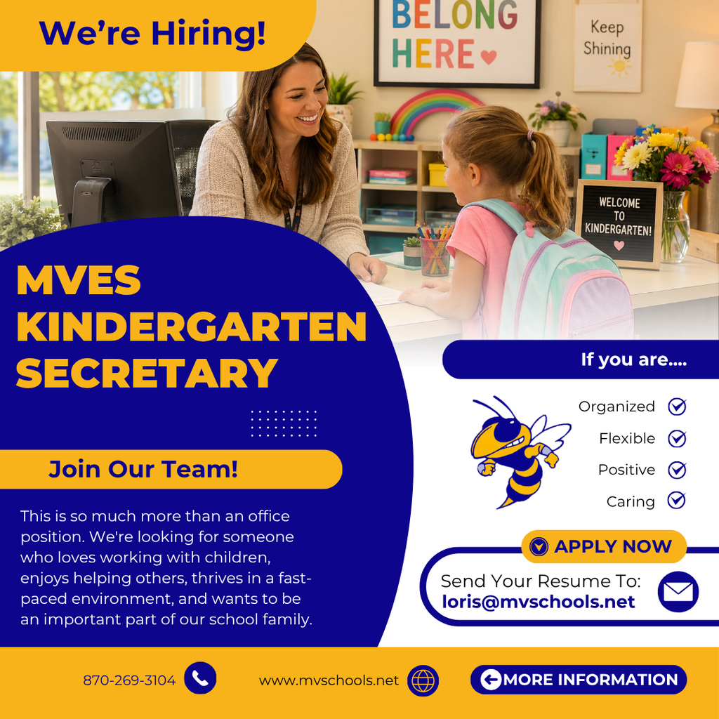 Hiring a MVES Kindergarten Secretary!