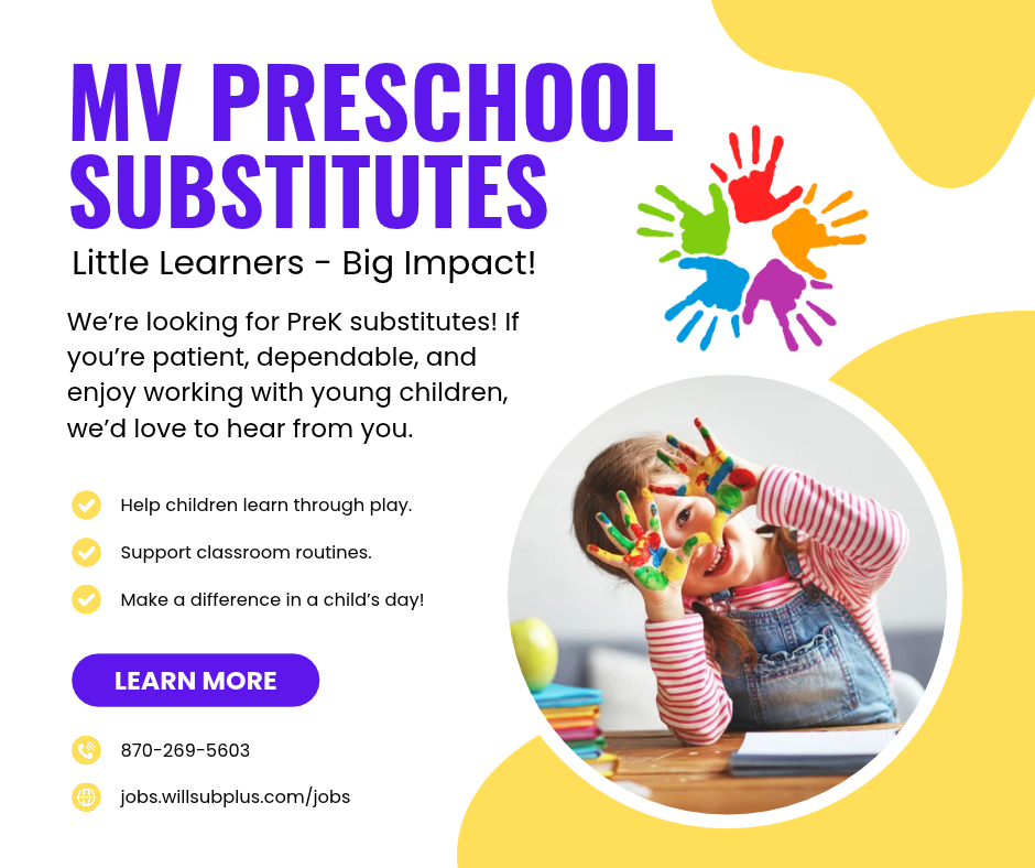 MV PreK is looking for substitutes!