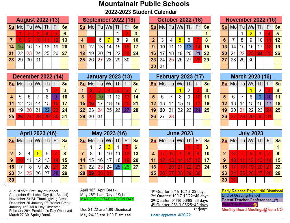 2022-2023 School Calendar | Mountainair Public Schools