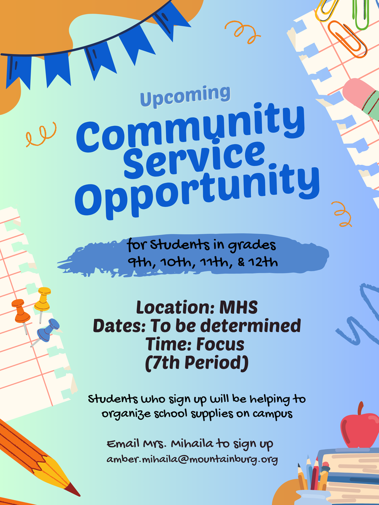 Upcoming community service learning opportunity for high school students