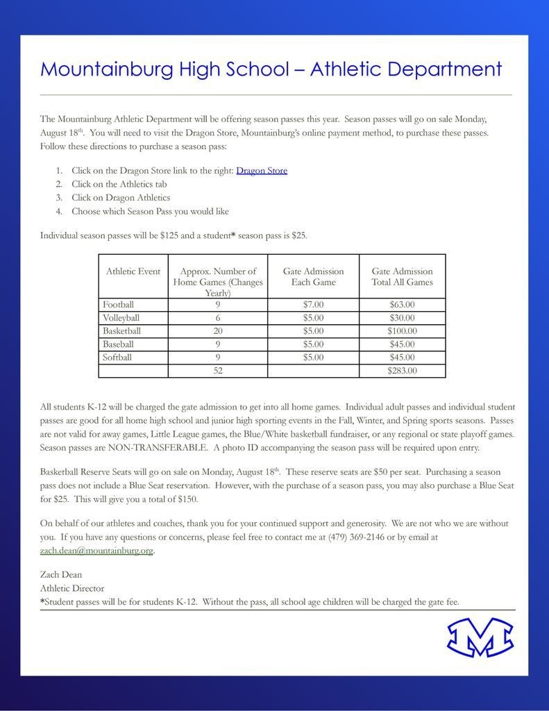 Letter from Coach Dean