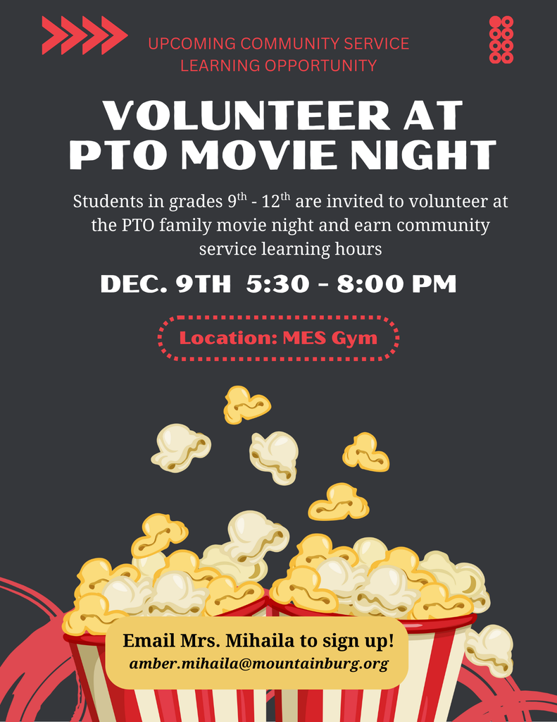 Volunteer opportunity Dec. 9th for students in grades 9th-12th at MES.