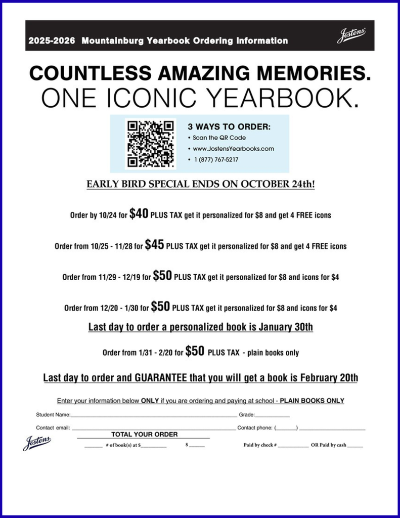 2026 Dragon Yearbook Order Form