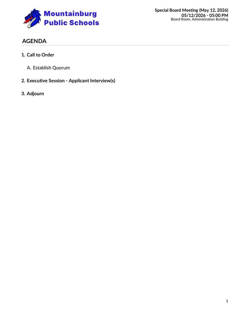 Special Board Meeting