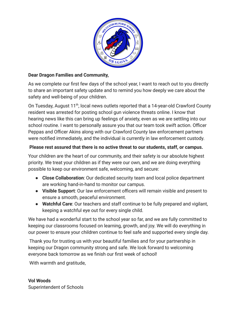 Letter from Mr. Woods