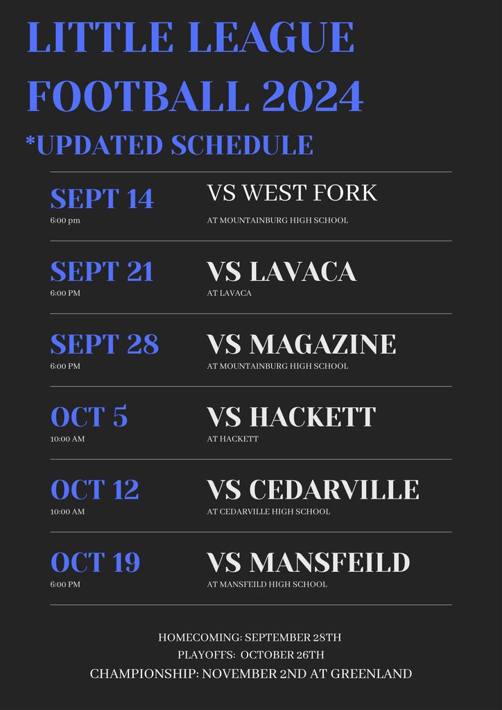 Updated Schedule for Little League