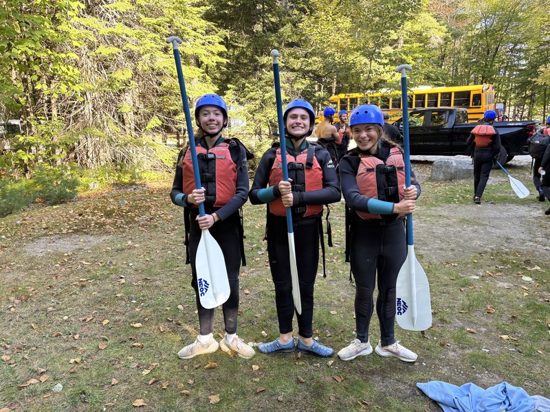 Marshwod High School students pose for a photo during a white water rafting trip