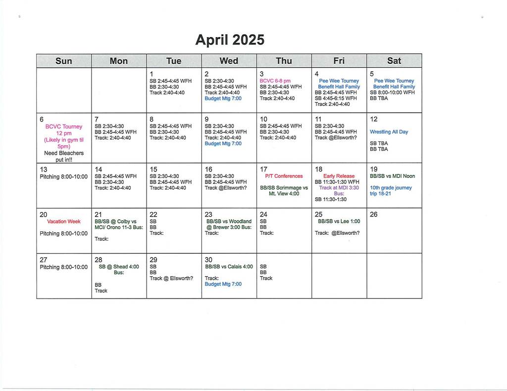 April Calendar