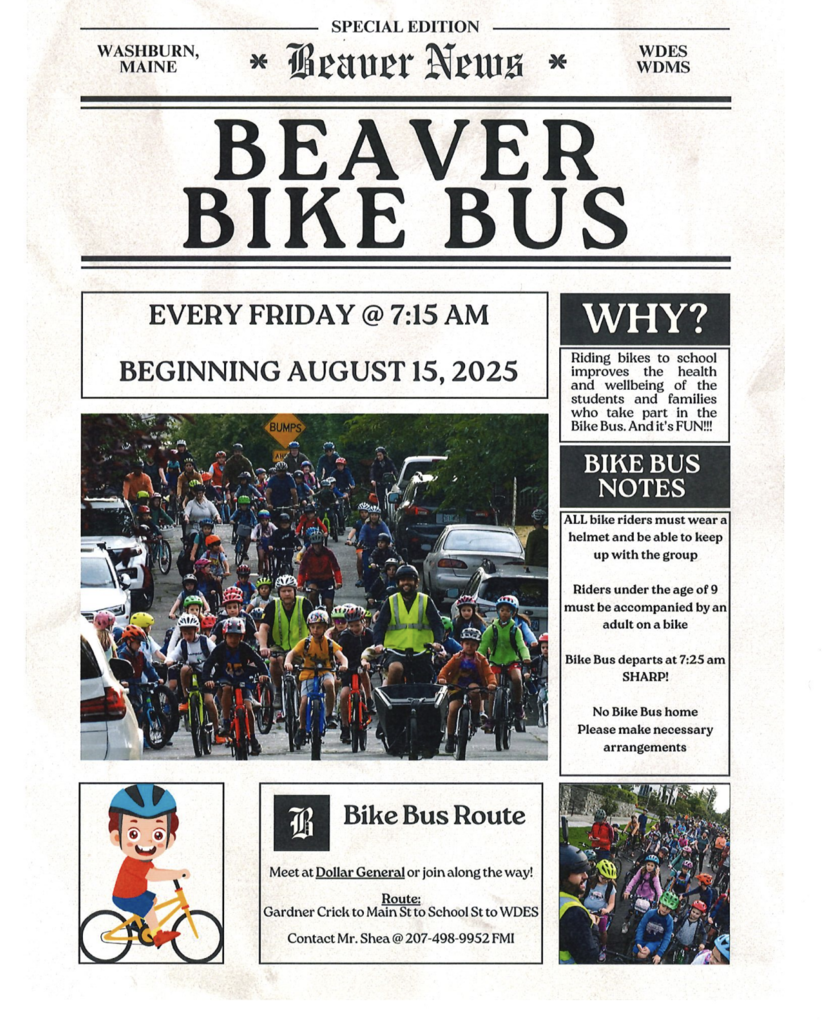 A flyer for the bike bus with information about how to participate.