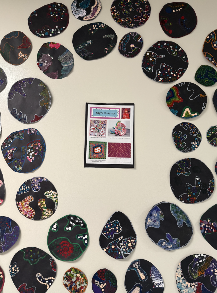 black circles with painting on them